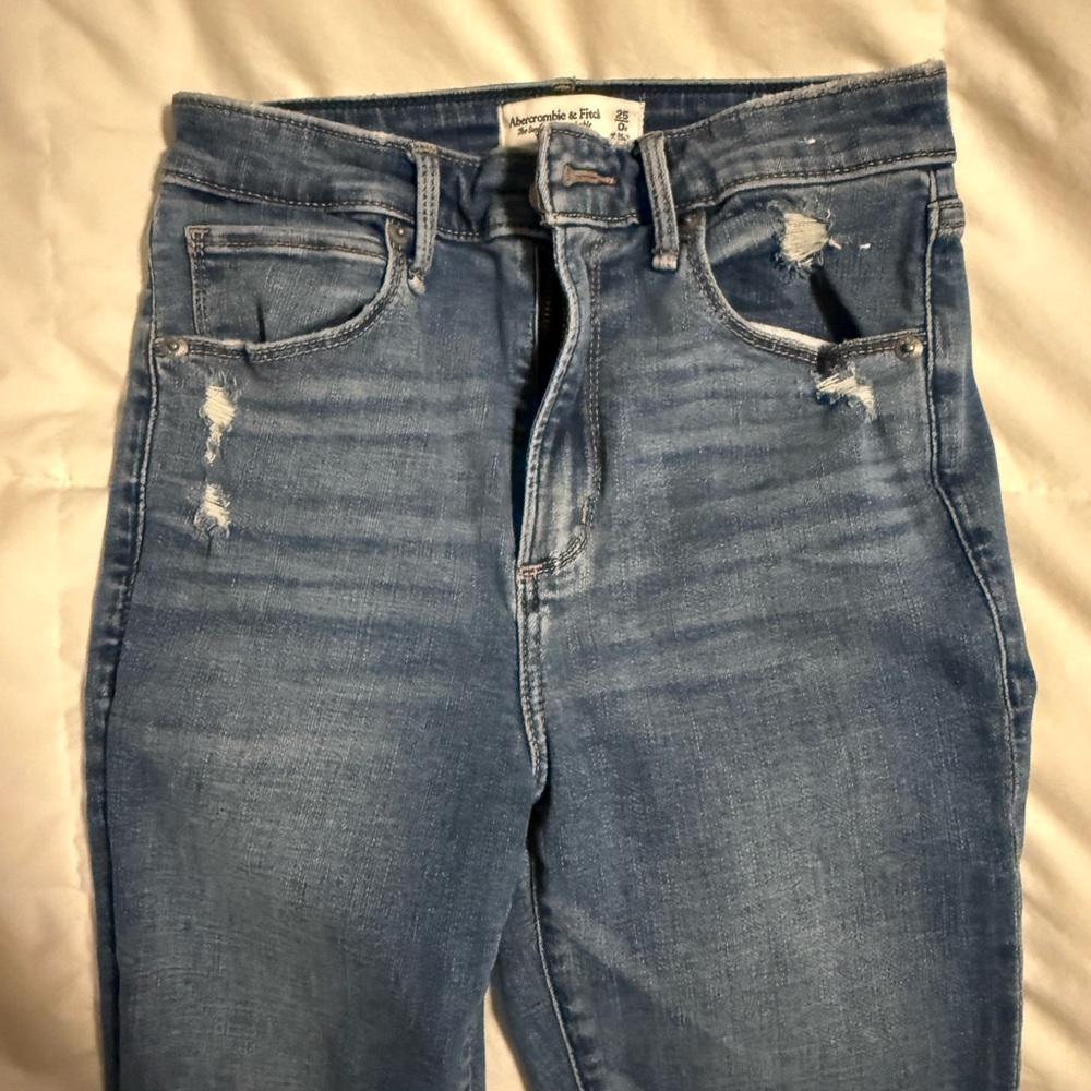 Abercrombie & Fitch Blue Skinny Jeans with Distressed Details